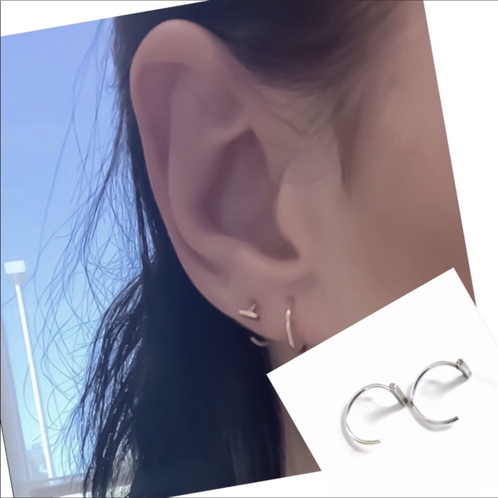 3 x bar huggie hoop earrings
